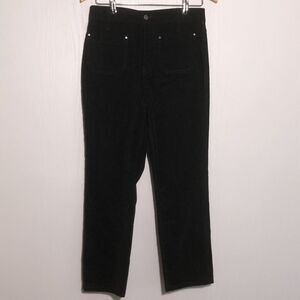 Boden Corduroy Jeans Womens 6 Petite Black Straight High Rise Patch Pockets New